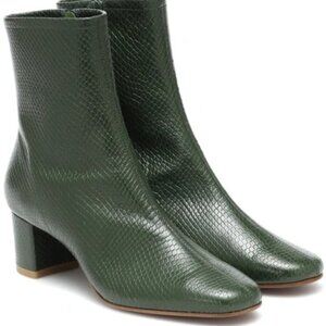 BY FAR green snakeskin Sofia ankle boot